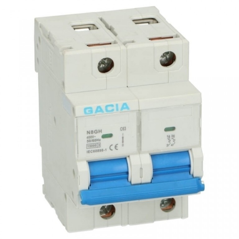 Gacia Installatieautomaat 63A 2 polig karakteristiek B 15kA