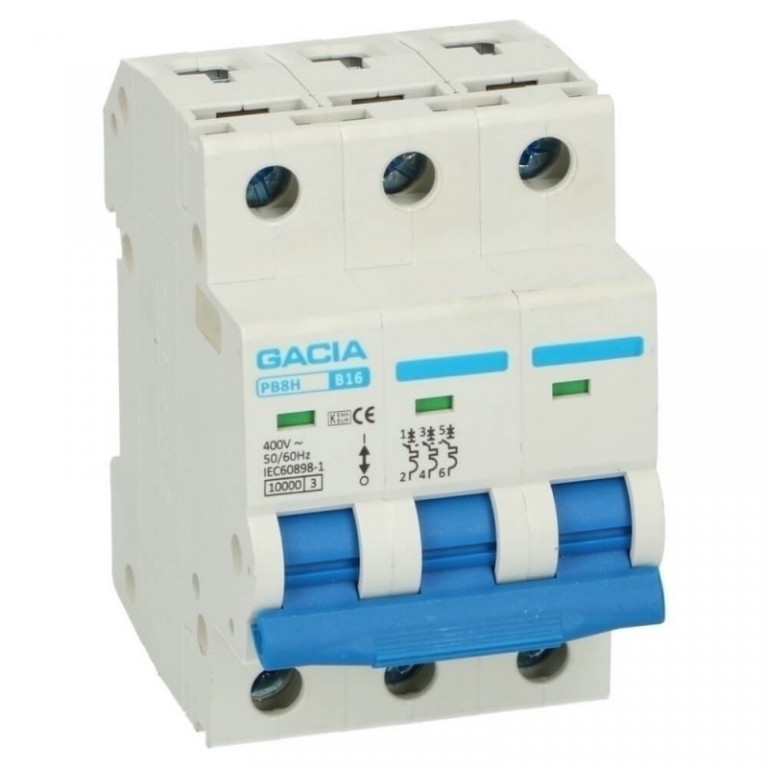 Gacia 3 polig 1A C 10kA Installatieautomaat