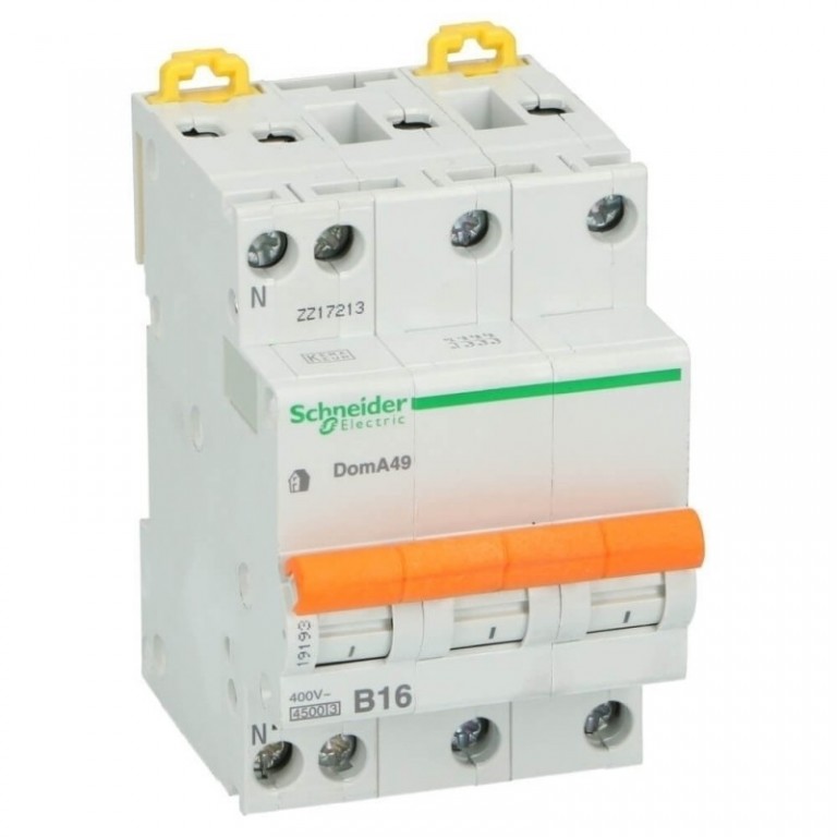 Schneider Electric 16A 3 polig + nul kar B 4.5kA Installatieautomaat Resi9